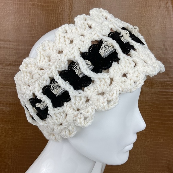 Handmade cashmere lined chunky knit winter ear warmer headband one of a kind - Picture 9 of 12